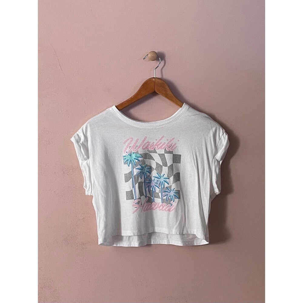 American Eagle Waikiki Hawaii Graphic Cropped T-Shirt Size XS